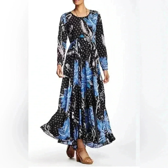Free People First Kiss Printed Maxi Dress Botanical Night - Picture 1 of 5